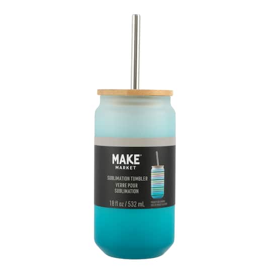 12 Pack: 18oz. Frosted Glass Sublimation Tumbler with Bamboo Lid & Straw by Make Market